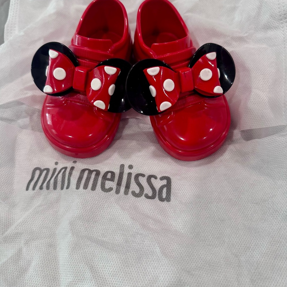Mini Melissa Kids Red Shoes with Polka Dot Bow